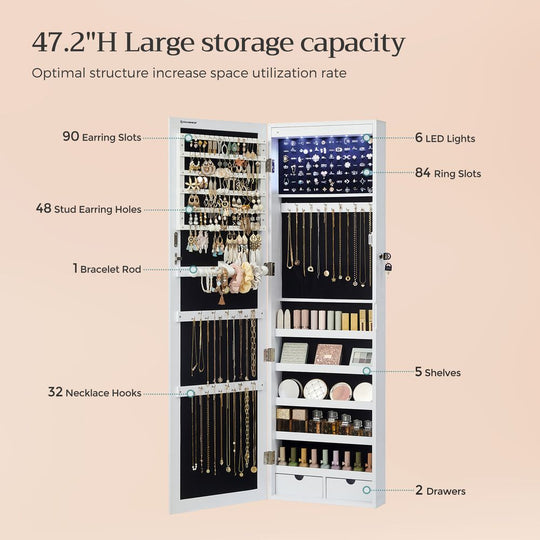 Jewelry Armoire Organizer | Full-Length Mirror Storage