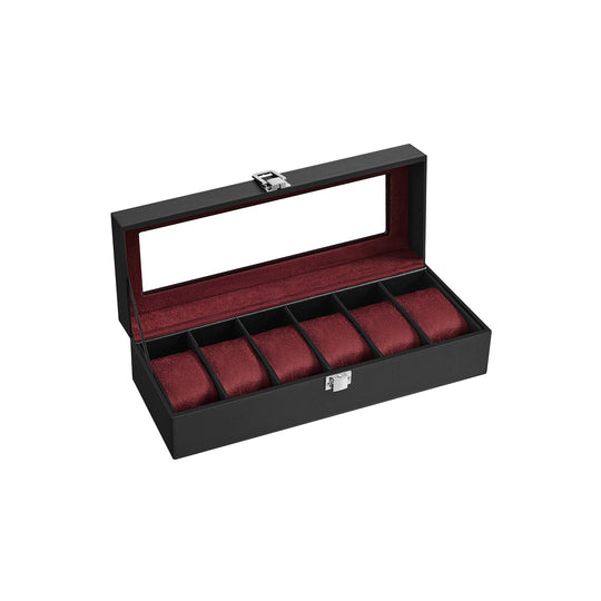 Watch Box Organizer | Glass Lid Display Case With Clasp