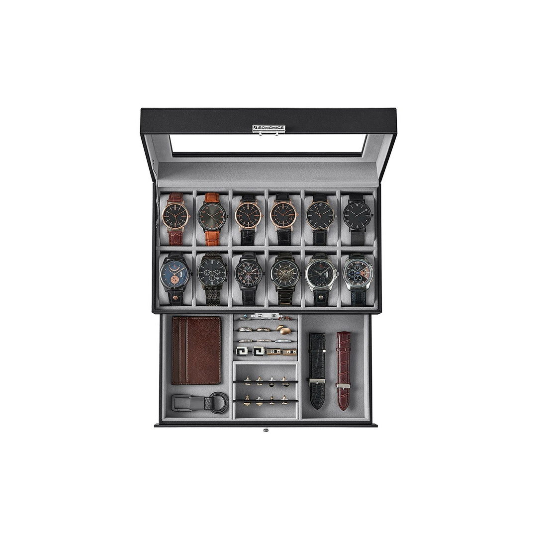 Watch Case Organizer | 6-Slot Glass Lid Storage
