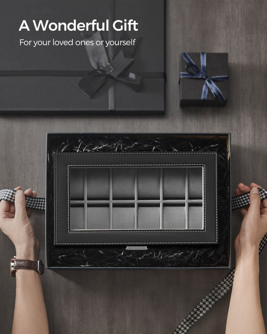 Watch Case Organizer | 6-Slot Glass Lid Storage