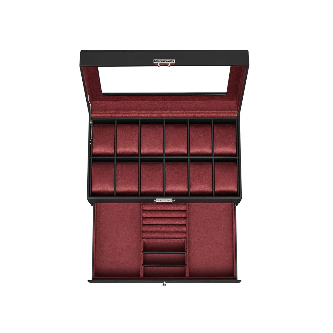 Watch Case Organizer | 6-Slot Glass Lid Storage