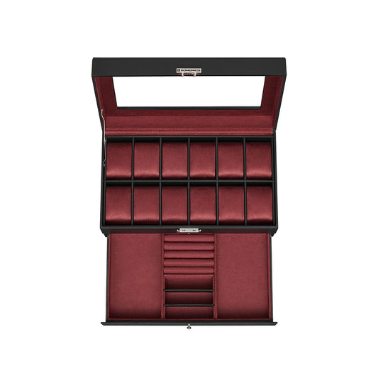 Watch Case Organizer | 6-Slot Glass Lid Storage
