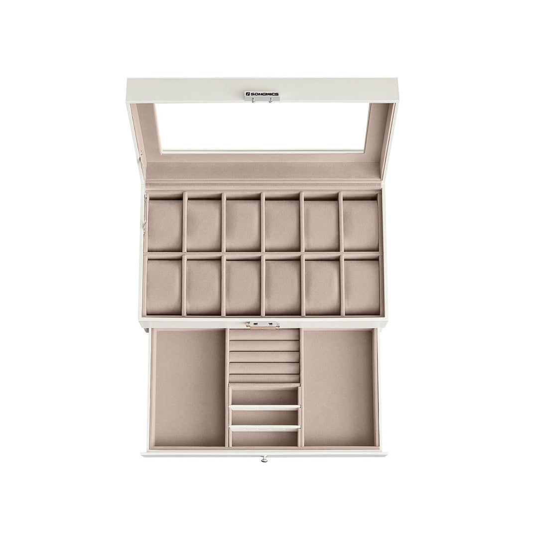 Watch Case Organizer | 6-Slot Glass Lid Storage