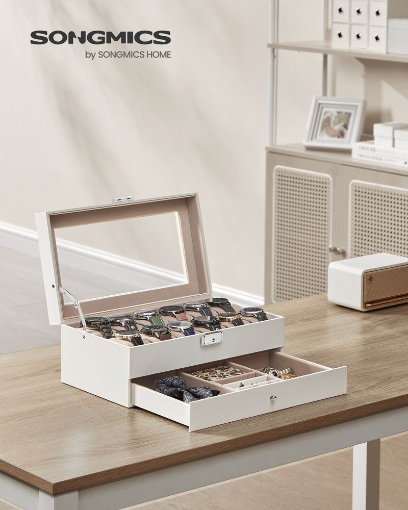 Watch Case Organizer | 6-Slot Glass Lid Storage