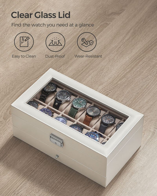 Watch Case Organizer | 6-Slot Glass Lid Storage