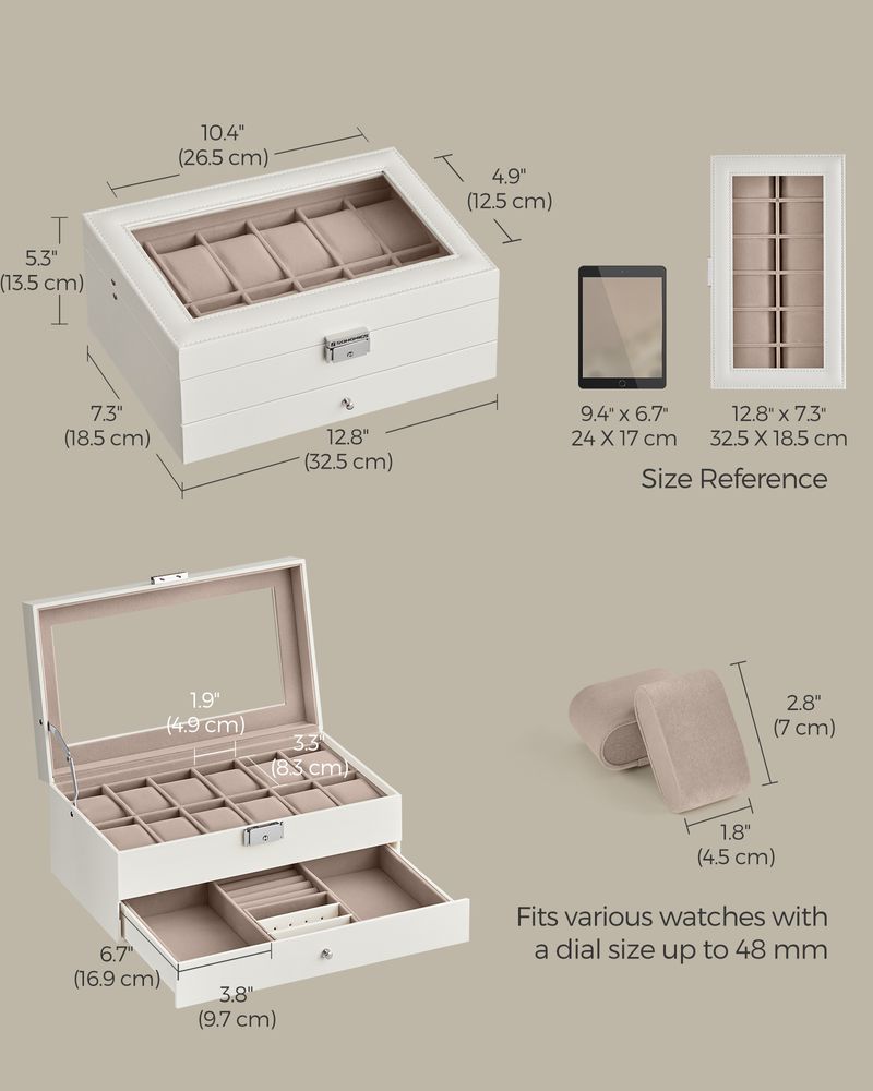 Watch Case Organizer | 6-Slot Glass Lid Storage