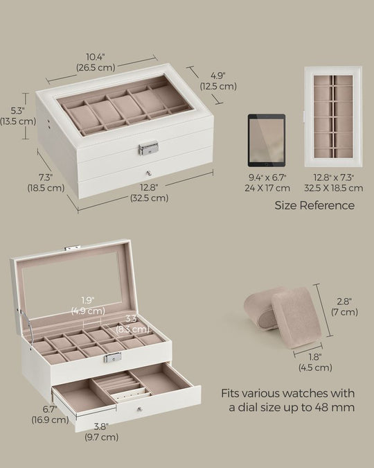 Watch Case Organizer | 6-Slot Glass Lid Storage