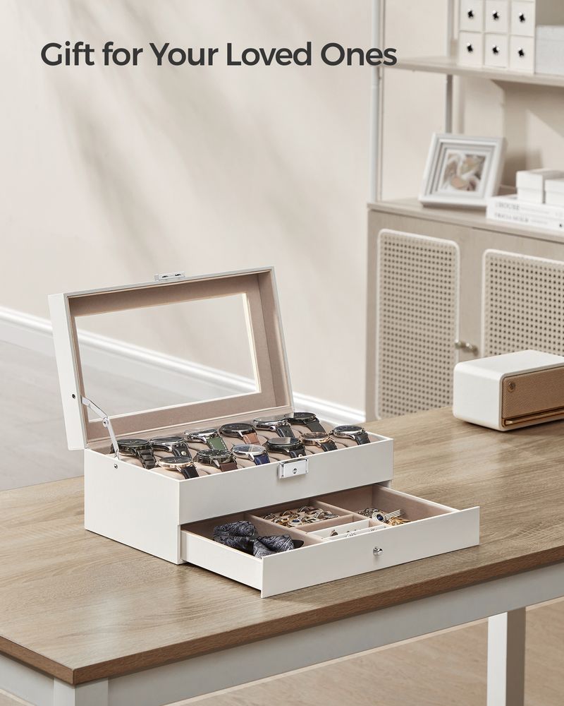 Watch Case Organizer | 6-Slot Glass Lid Storage