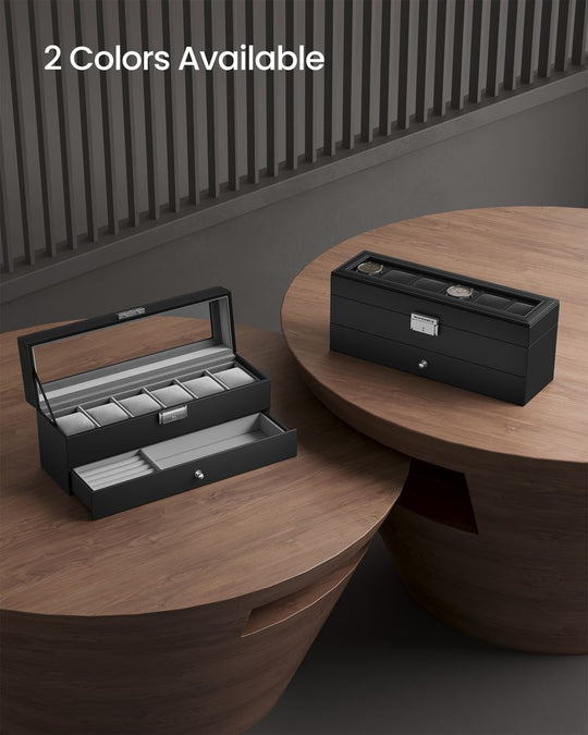 Watch Case Organizer | 6-Slot Glass Lid Storage