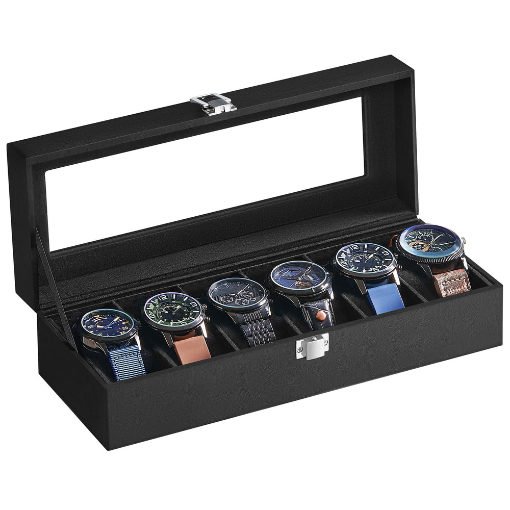 Watch Box Organizer | Glass Lid Display Case With Clasp