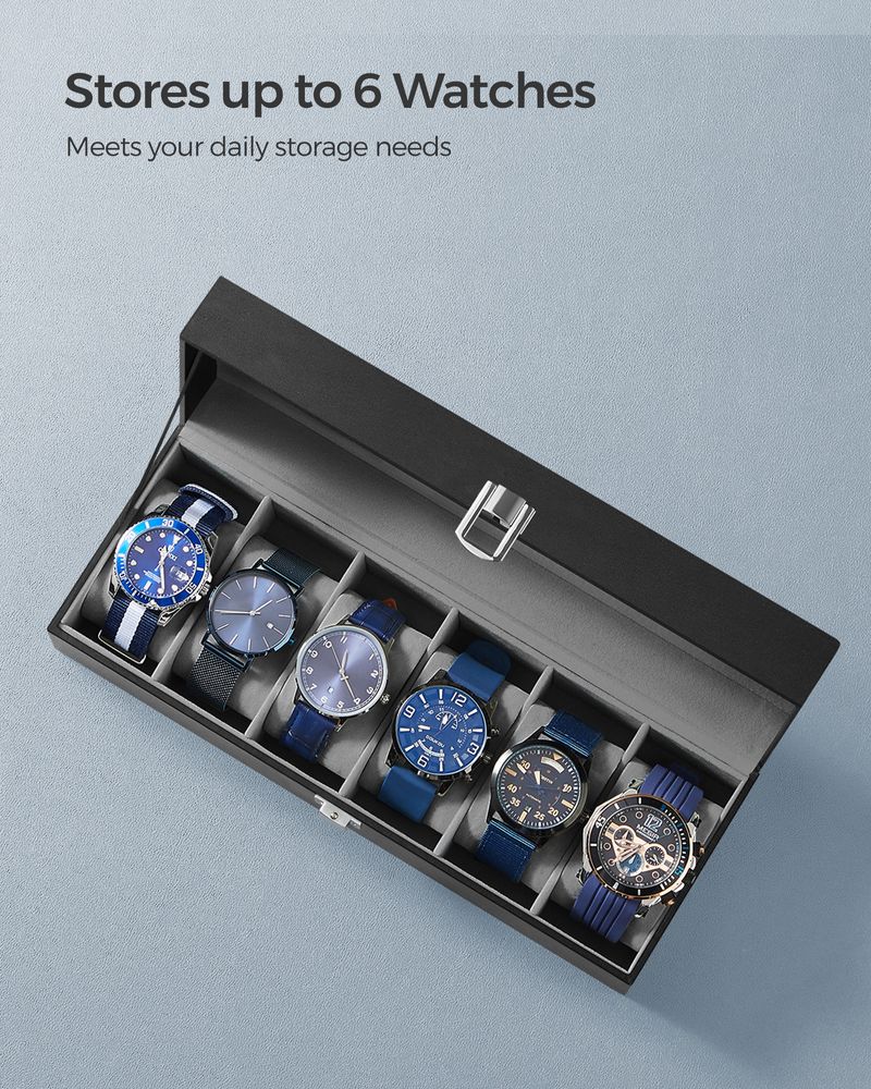 Watch Box Organizer | Glass Lid Display Case With Clasp