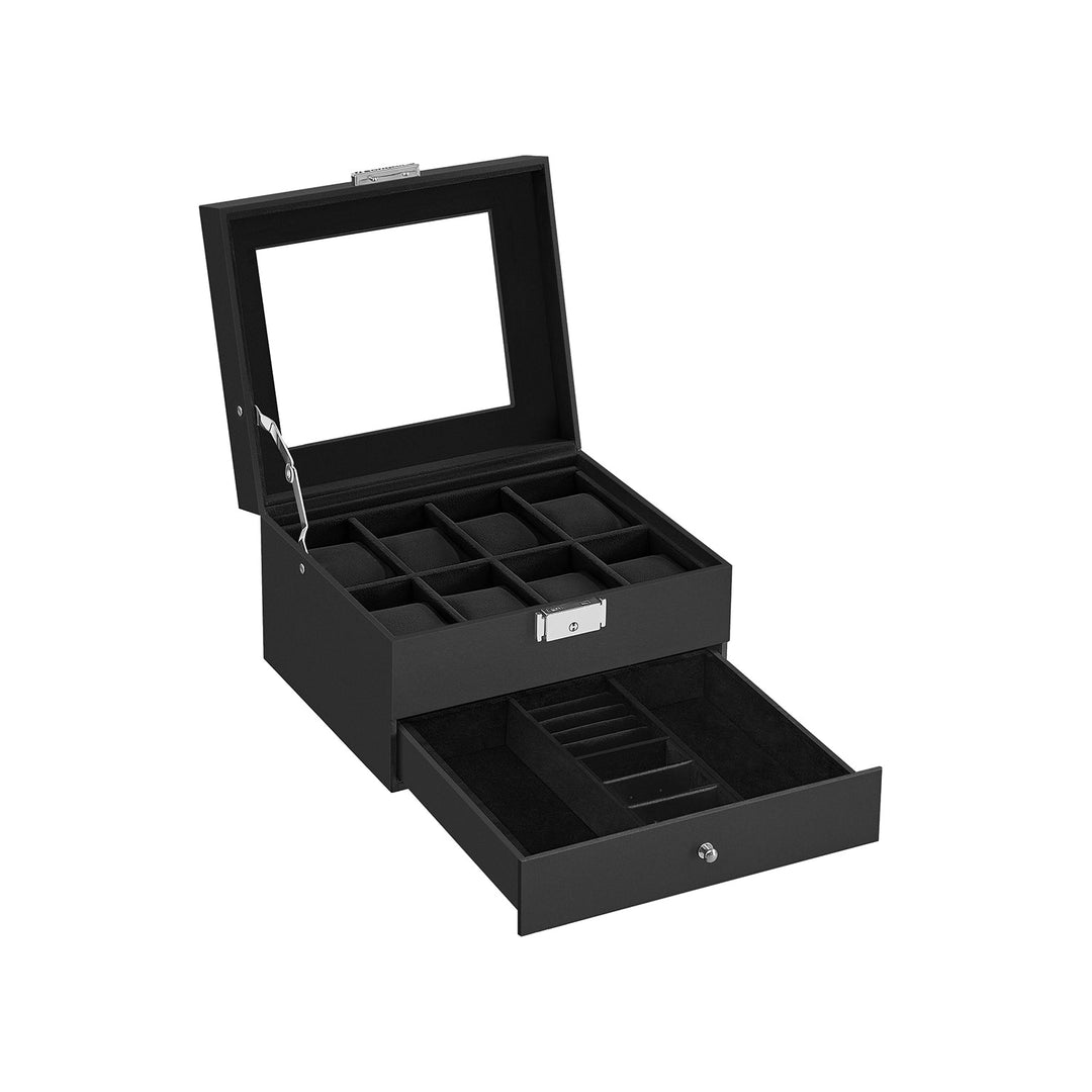 Watch Case Organizer | 6-Slot Glass Lid Storage
