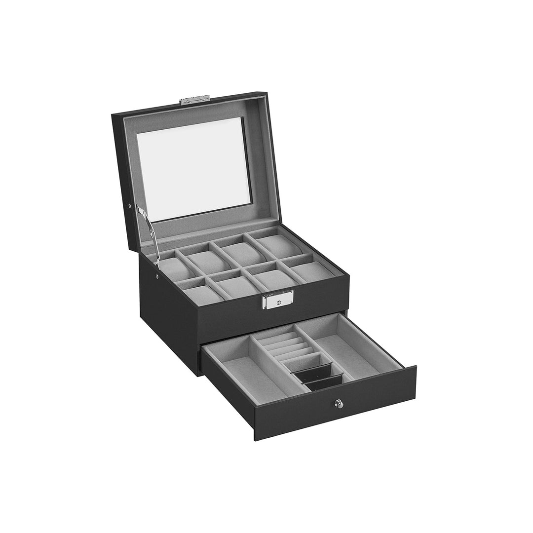 Watch Case Organizer | 6-Slot Glass Lid Storage