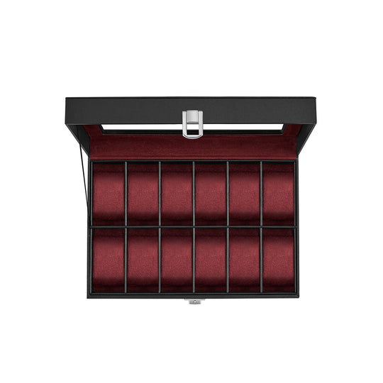 Watch Box Organizer | Glass Lid Display Case With Clasp