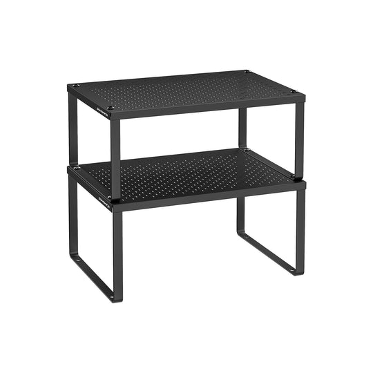 Stackable Cabinet Shelf Organizers | Metal Spice Rack Risers