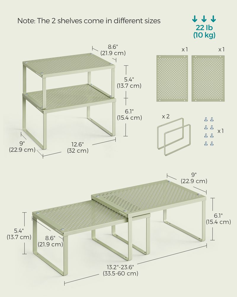 Stackable Cabinet Shelf Organizers | Metal Spice Rack Risers