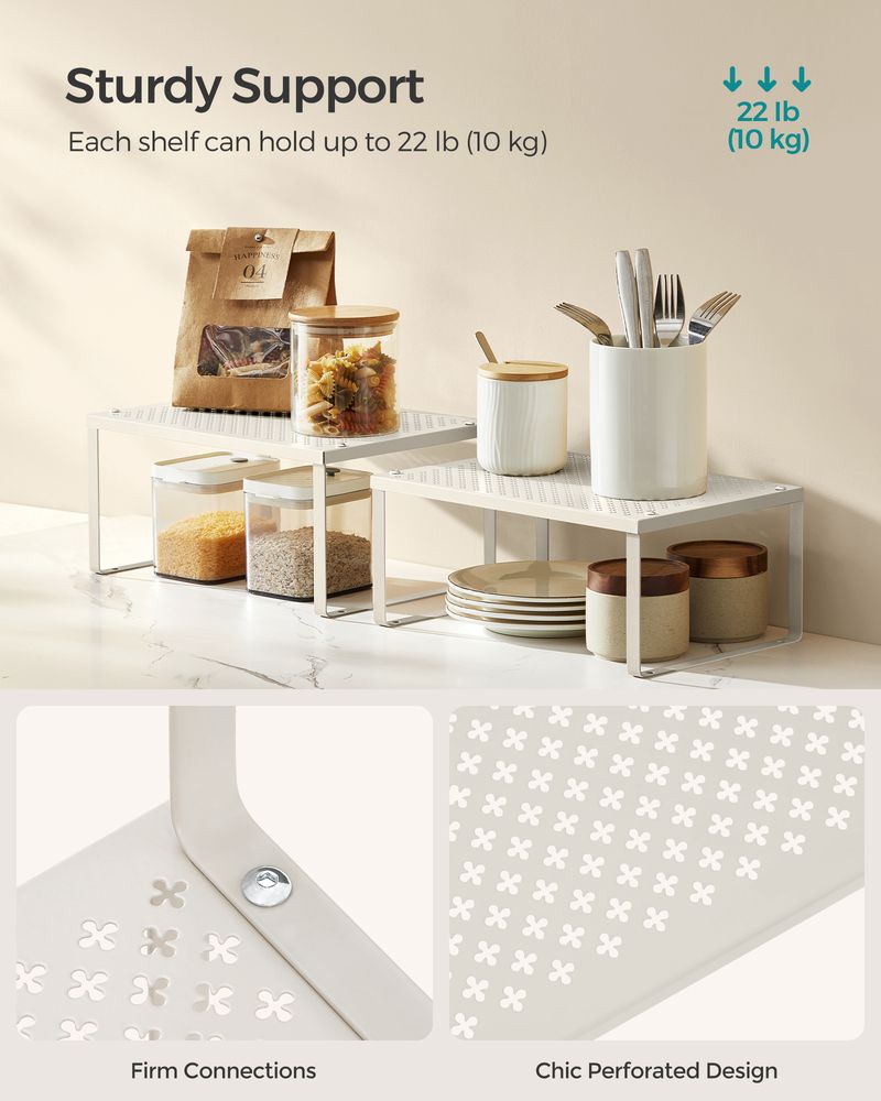 Stackable Cabinet Shelf Organizers | Metal Spice Rack Risers