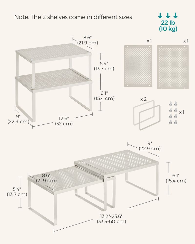 Stackable Cabinet Shelf Organizers | Metal Spice Rack Risers