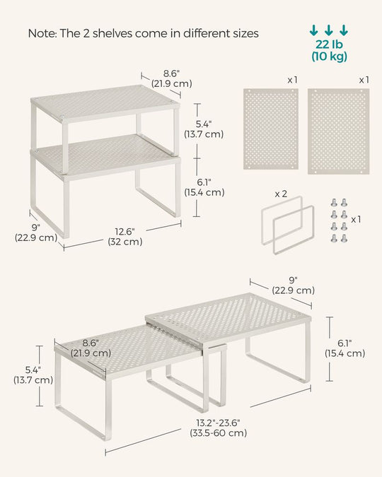 Stackable Cabinet Shelf Organizers | Metal Spice Rack Risers