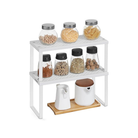 Stackable Cabinet Shelf Organizers | Metal Spice Rack Risers