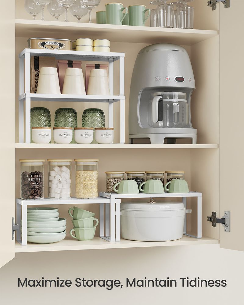 Stackable Cabinet Shelf Organizers | Metal Spice Rack Risers
