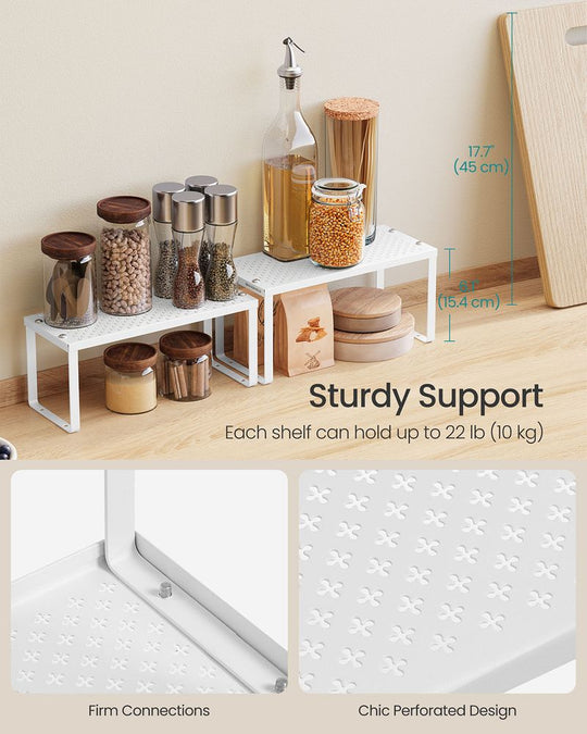 Stackable Cabinet Shelf Organizers | Metal Spice Rack Risers