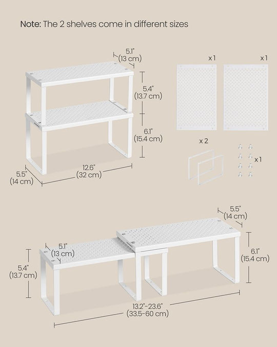 Stackable Cabinet Shelf Organizers | Metal Spice Rack Risers