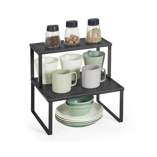 Stackable Cabinet Shelf Organizers | Metal Spice Rack Risers
