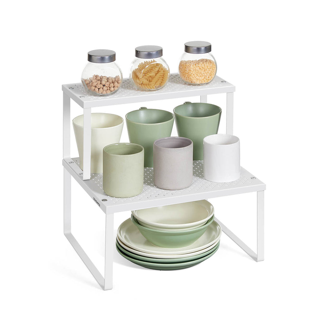 Stackable Cabinet Shelf Organizers | Metal Spice Rack Risers