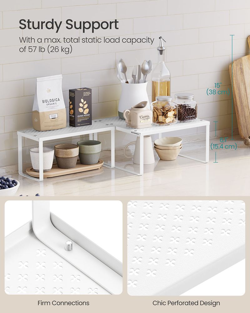 Stackable Cabinet Shelf Organizers | Metal Spice Rack Risers