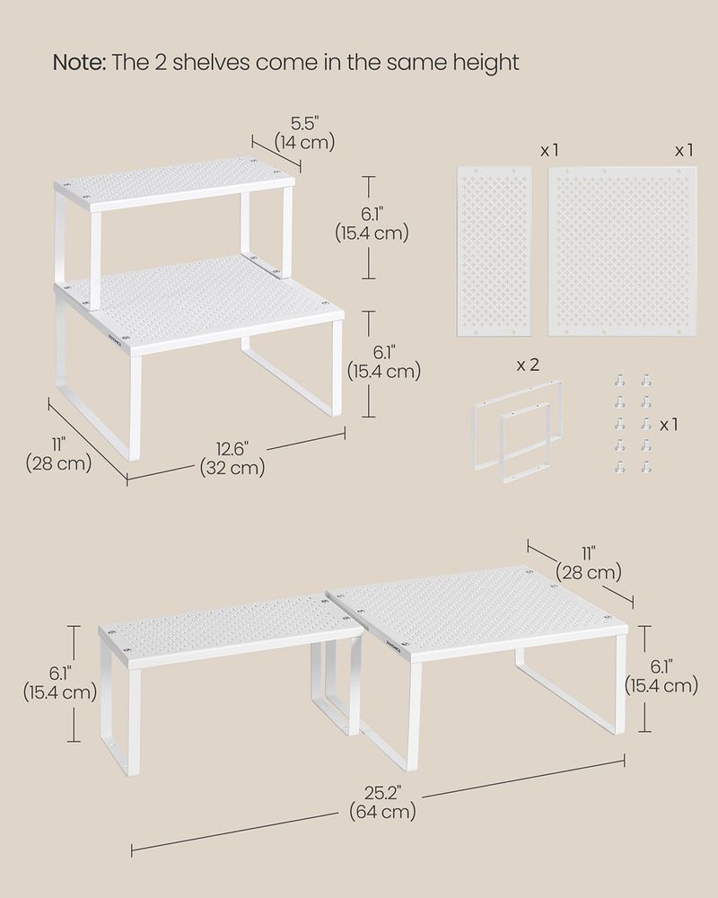 Stackable Cabinet Shelf Organizers | Metal Spice Rack Risers