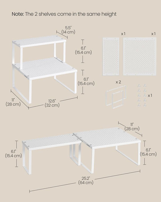 Stackable Cabinet Shelf Organizers | Metal Spice Rack Risers