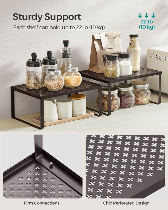 Stackable Cabinet Shelf Organizers | Metal Spice Rack Risers