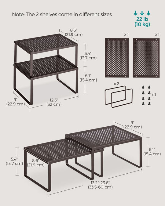 Stackable Cabinet Shelf Organizers | Metal Spice Rack Risers