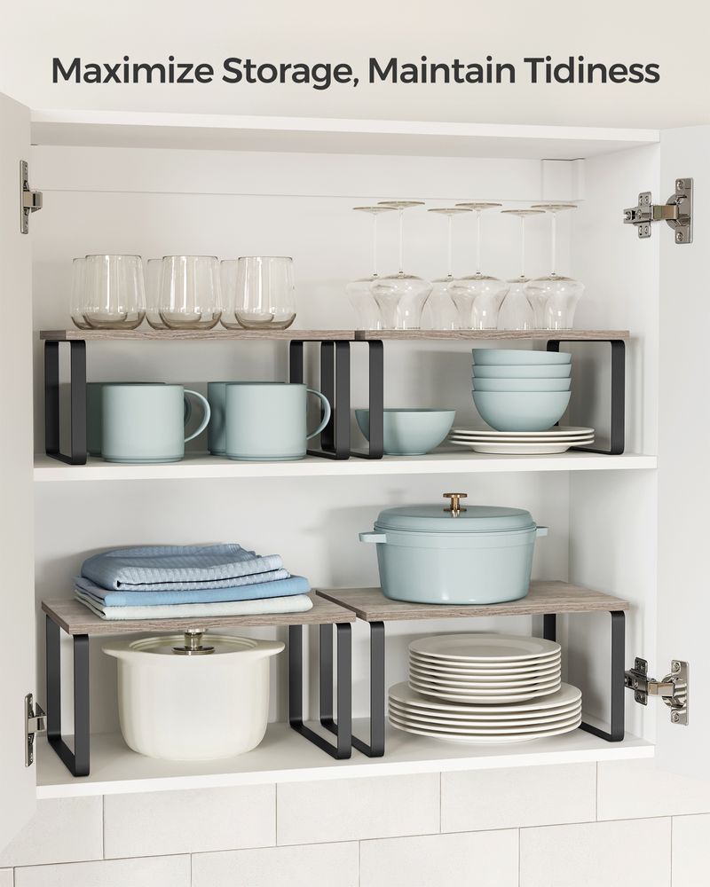 Cabinet Counter Shelves | Set of 2 Kitchen Storage Organizers