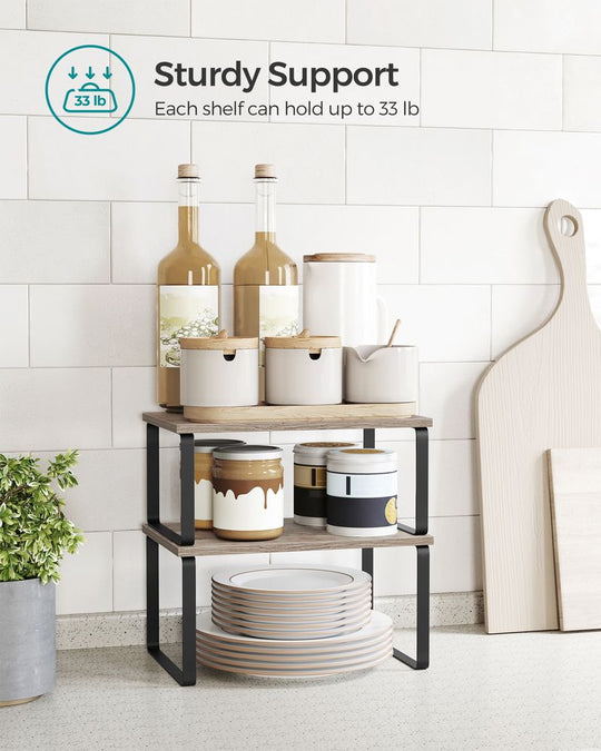 Cabinet Counter Shelves | Set of 2 Kitchen Storage Organizers