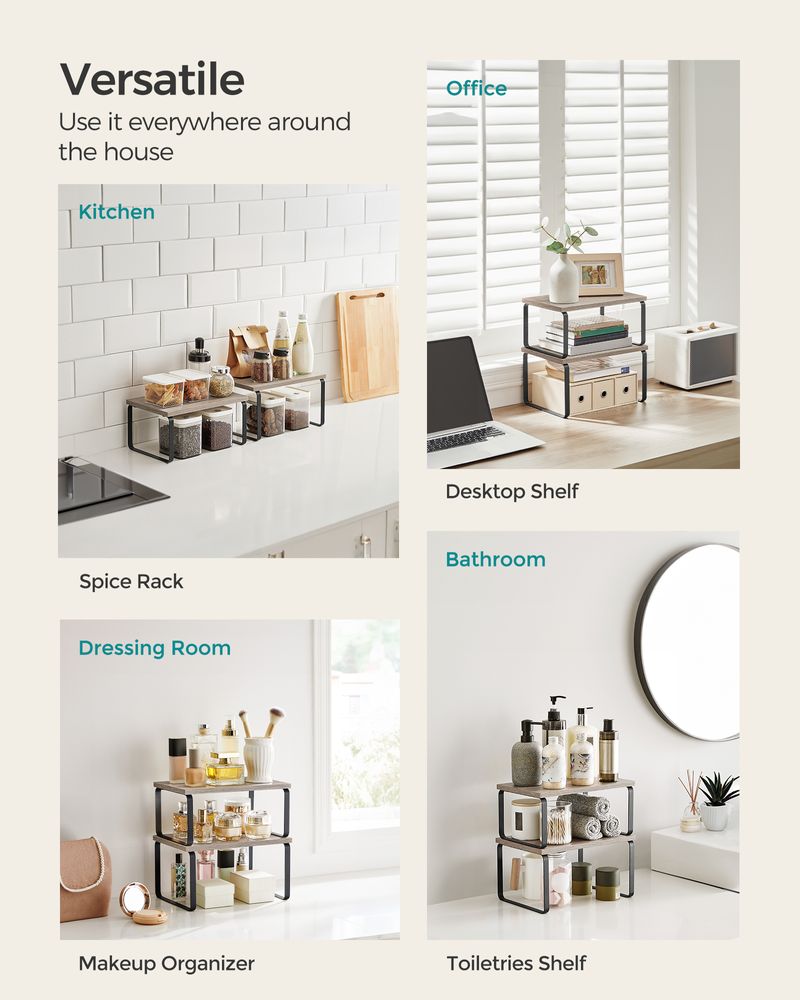 Cabinet Counter Shelves | Set of 2 Kitchen Storage Organizers