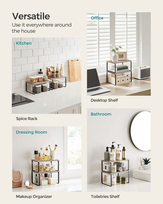 Cabinet Counter Shelves | Set of 2 Kitchen Storage Organizers