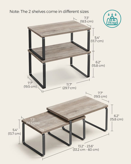 Cabinet Counter Shelves | Set of 2 Kitchen Storage Organizers