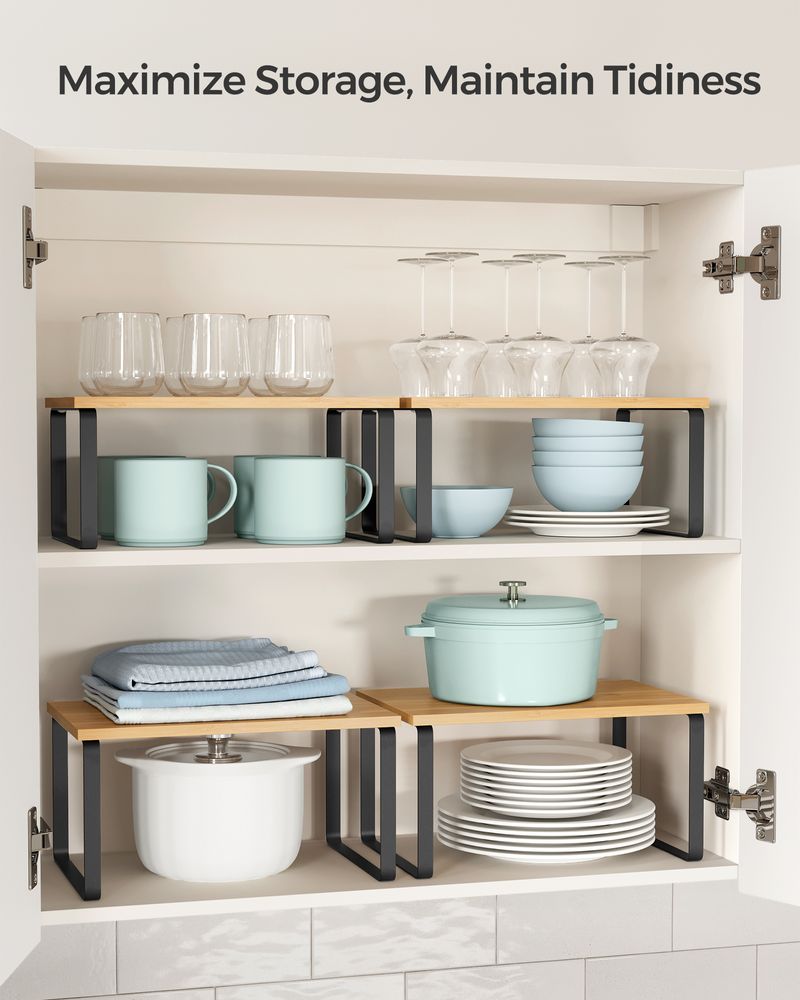 Cabinet Counter Shelves | Set of 2 Kitchen Storage Organizers