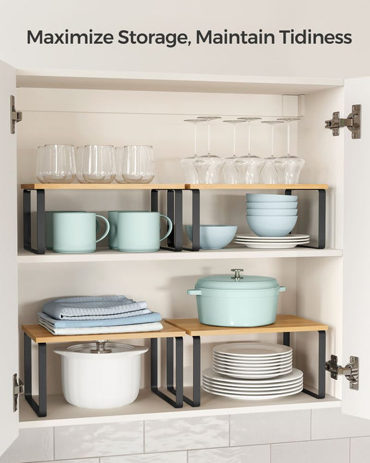 Cabinet Counter Shelves | Set of 2 Kitchen Storage Organizers