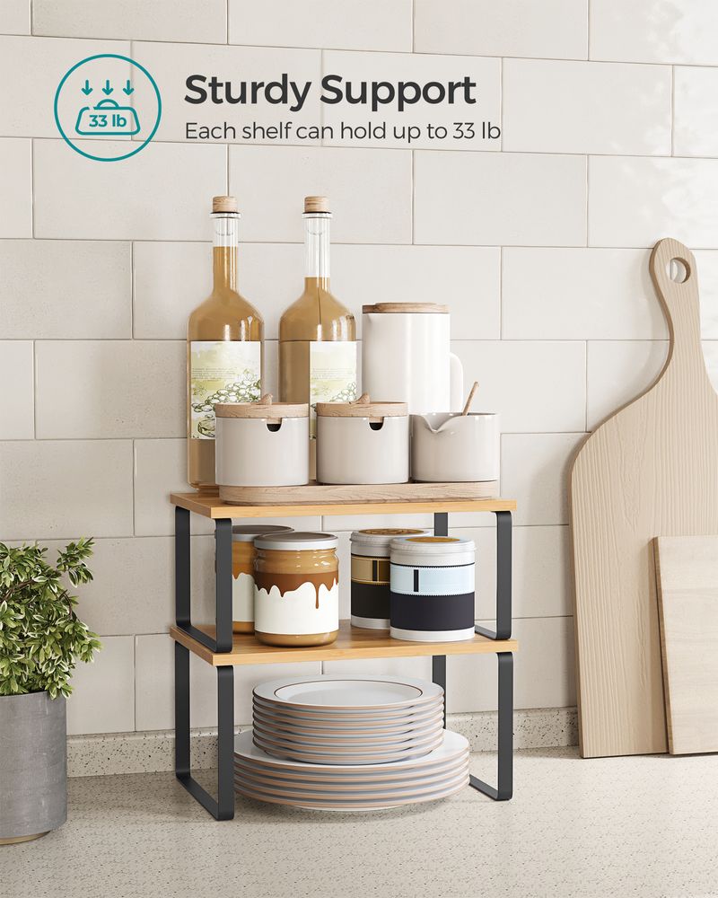 Cabinet Counter Shelves | Set of 2 Kitchen Storage Organizers