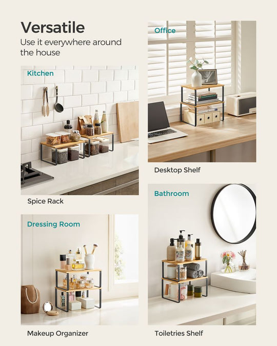 Cabinet Counter Shelves | Set of 2 Kitchen Storage Organizers