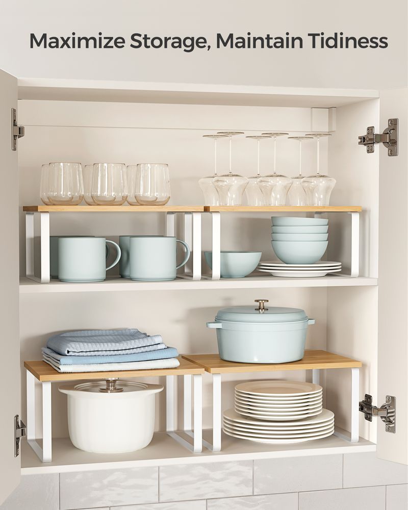 Cabinet Counter Shelves | Set of 2 Kitchen Storage Organizers