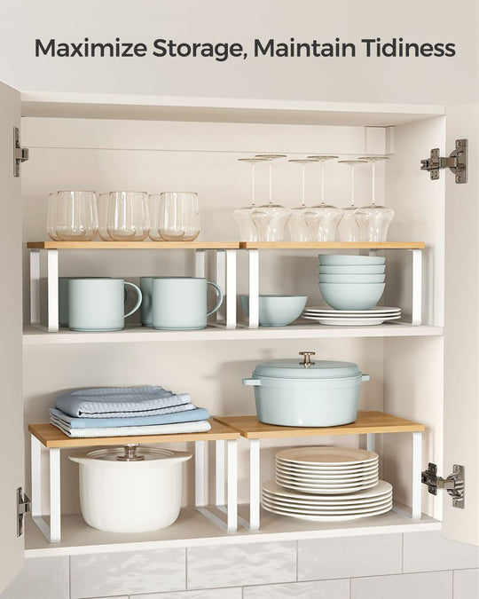 Cabinet Counter Shelves | Set of 2 Kitchen Storage Organizers