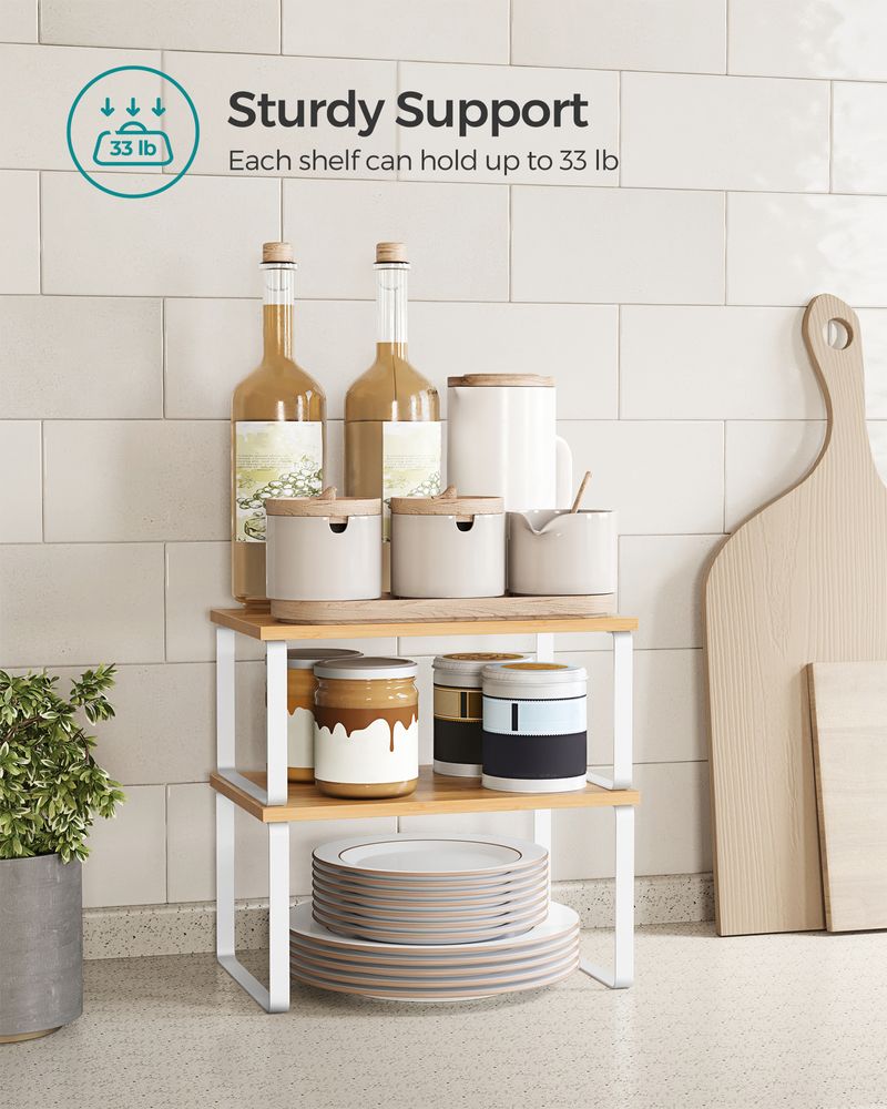 Cabinet Counter Shelves | Set of 2 Kitchen Storage Organizers