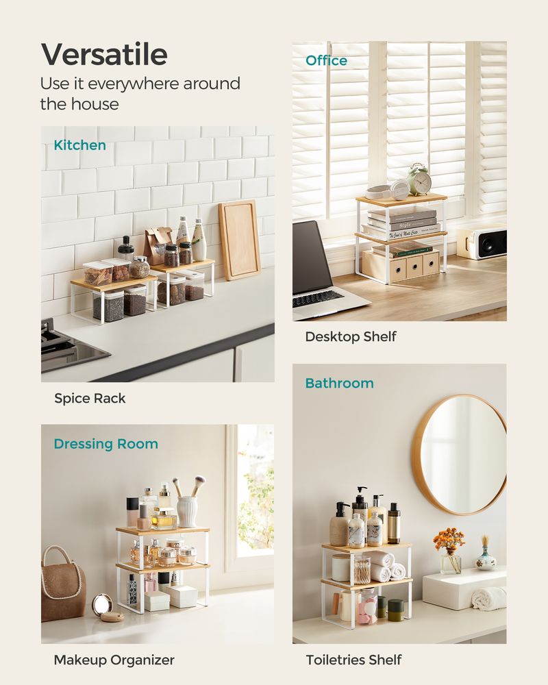 Cabinet Counter Shelves | Set of 2 Kitchen Storage Organizers