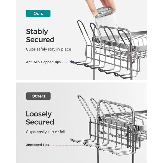 Two Tier Dish Drying Rack | Stainless Steel With Drainage Spout
