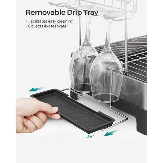 Two Tier Dish Drying Rack | Stainless Steel With Drainage Spout