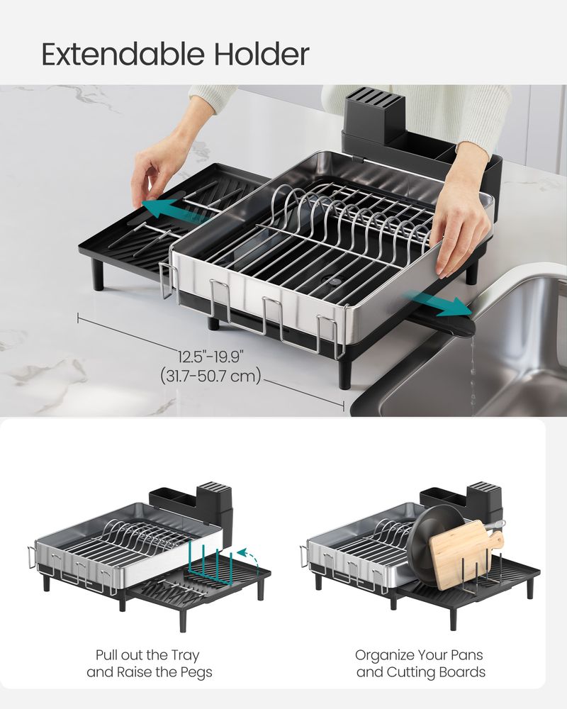 Expandable Dish Drying Rack | Stainless Steel Countertop Organizer